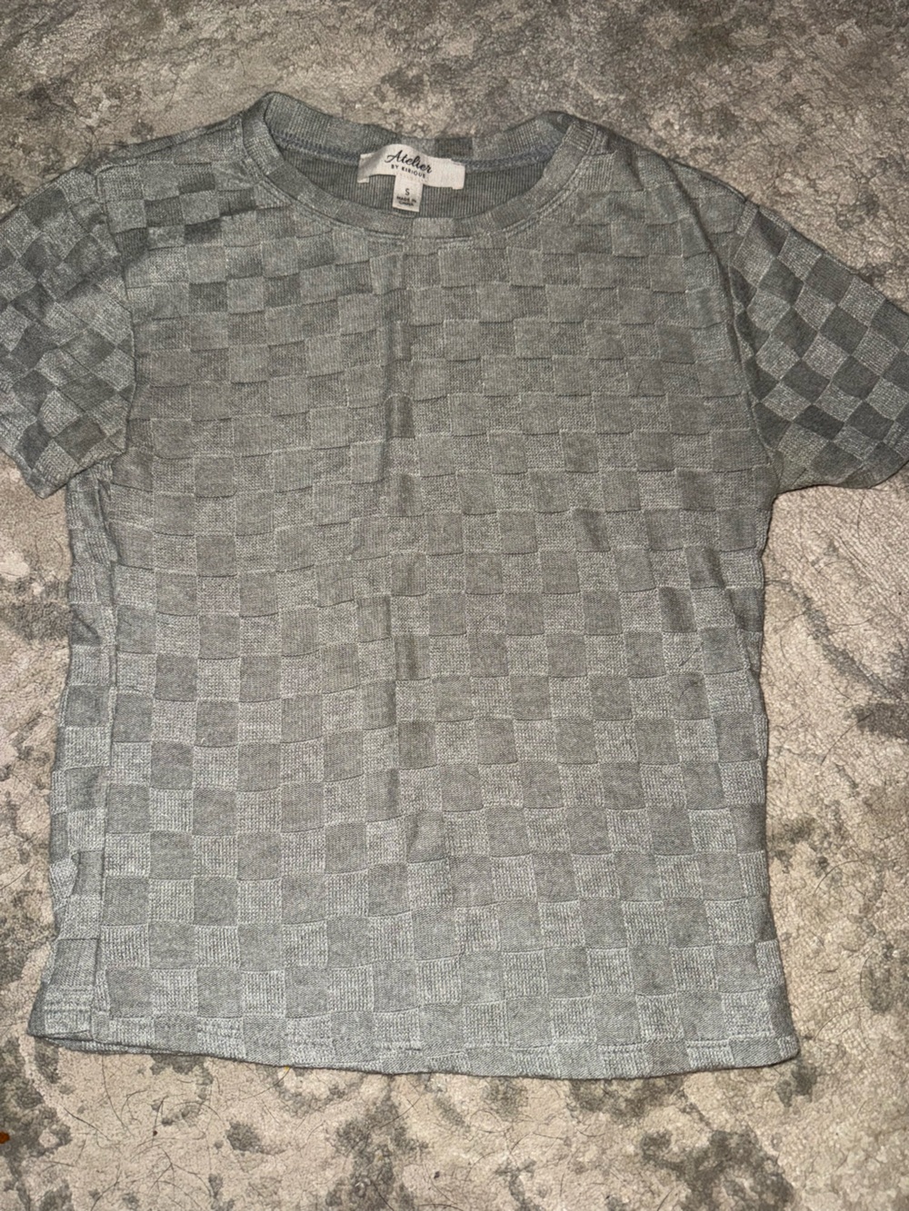 Atelier Gray Checker Short Sleeve Fitted Tee